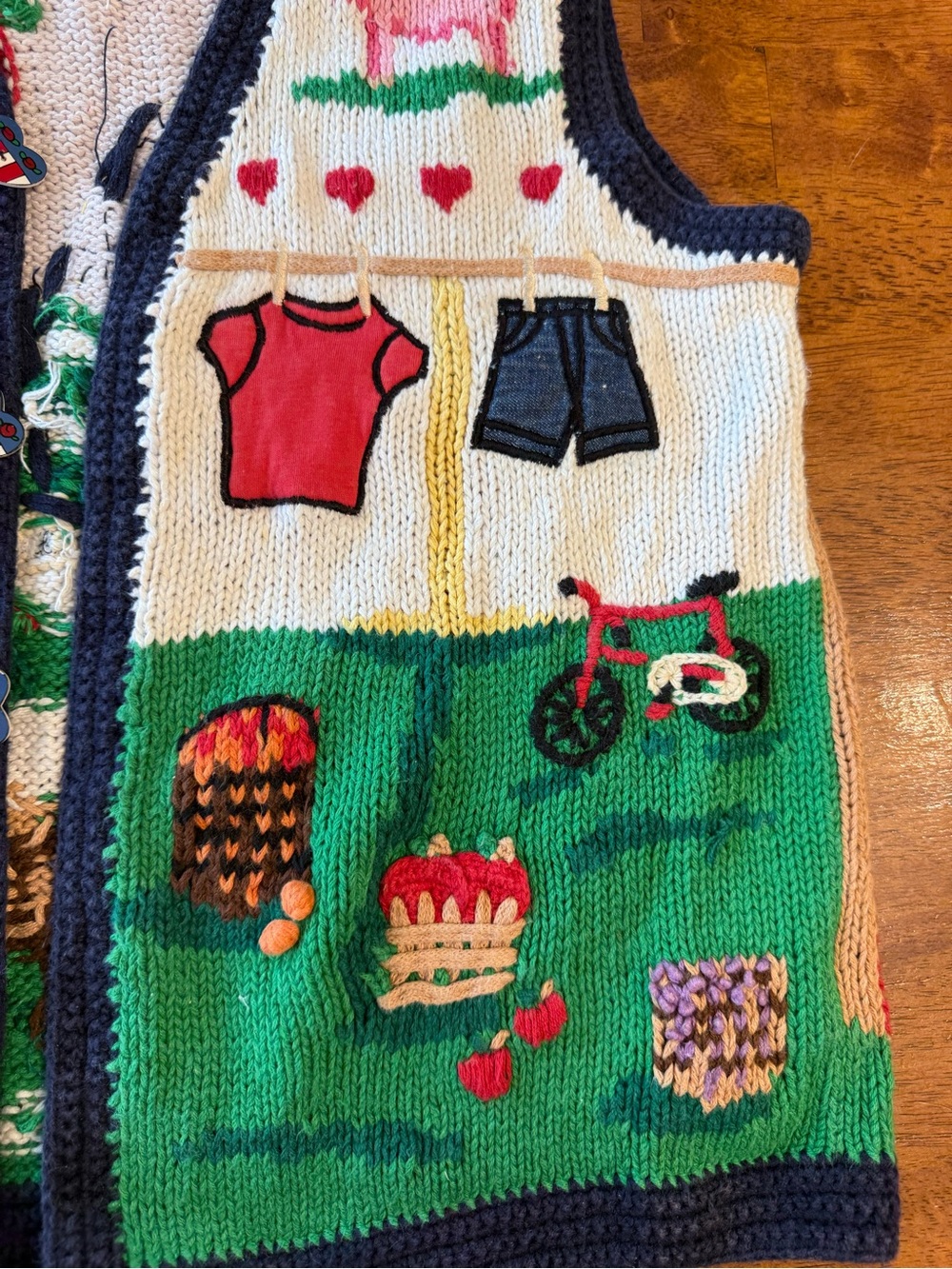 Vtg 90s Eagle's Eye Farm Country Cow Festival Sweater Vest Grandmacore Cotton M - Picture 4 of 11